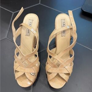 LK Bennett Beige Patent Strappy Heels